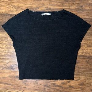 Zara black cap sleeve crop top
